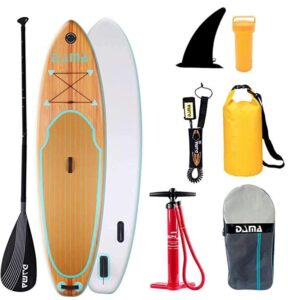 DAMA 9 Foot inflatable stand up paddle board with faux wood grain